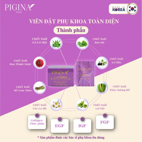 Viên Đặt Phụ Khoa Pigina Premium - Giải Pháp Vệ Sinh Vùng Kín, Cân Bằng pH và Khử Mùi Hiệu Quả, Hộp 18 Viên 500mg