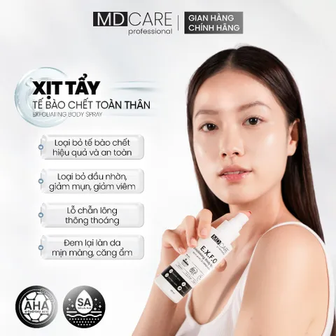 Xịt Tẩy Tế Bào Chết Toàn Thân MD CARE 100ml - Xịt Dưỡng Da AHA/BHA Giúp Loại Bỏ Mụn, Thâm, Và Cải Thiện Kết Cấu Da