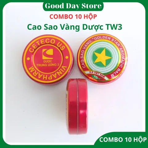 COMBO 10 Hộp Cao Sao Vàng 3 Gram & Dầu Cù Là Dược TW3 Đà Nẵng - Sản Phẩm Xoa Bóp 