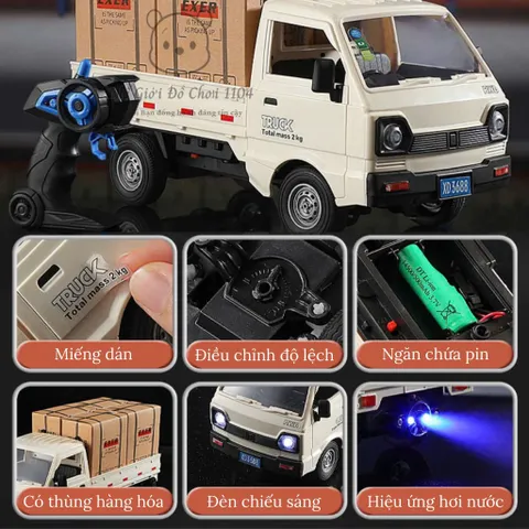 Mô Hình Xe Tải Điều Khiển Từ Xa 2.4GHz - Hiệu Ứng Hơi Nước Thực Tế - Đồ Chơi Tăng Cường Trí Tưởng Tượng Cho Bé
