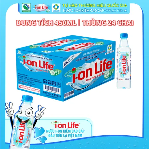 Nước uống ion kiềm thương hiệu i-on Life 450ml thùng 24 chai công nghệ Nhật bản khỏe ruột mát da