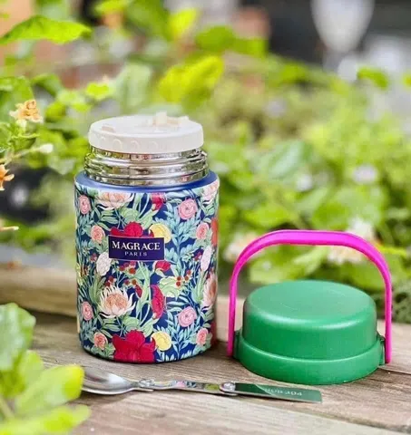 Cặp Lồng Giữ Nhiệt Magrace Paris 520ml - Họa Tiết Hoa Nhiệt Đới, Chất Liệu Inox Cao Cấp, Bảo Quản Thức Ăn Ấm, Tiện Dụng Cho Gia Đình