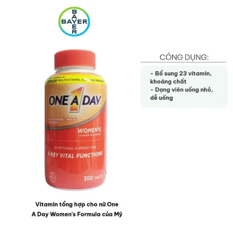 Vitamin Tổng Hợp One A Day Women's Formula - 300 Viên Dinh Dưỡng Cho Phụ Nữ Dưới 50, Hỗ Trợ Khỏe Mạnh, Làm Đẹp Tóc Da Móng