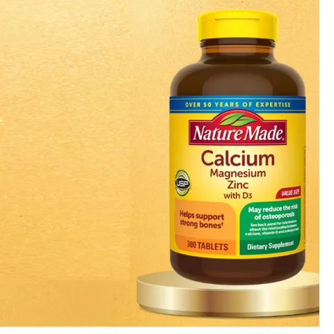 Viên uống Nature Made Calcium Magnesium Zinc With Vitamin D3 - Hỗ trợ xương khớp và tăng cường miễn dịch 300 viên