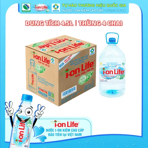 Nước uống kiềm I-on thương hiệu i-on Life 4.5L thùng 4 chai công nghệ Nhật Bản khỏe ruột mát gan