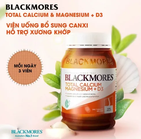 Viên uống Bổ sung Canxi, Magie và Vitamin D3 Blackmores 200 viên - Hỗ trợ sức khỏe xương và chiều cao cho người lớn và trẻ em 6 tuổi trở lên