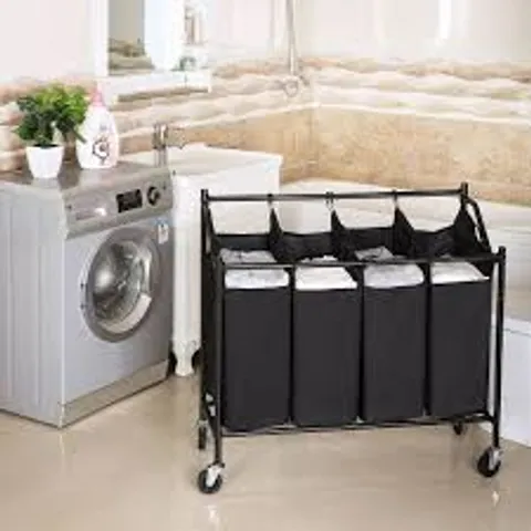 Giỏ Đựng Đồ Giặt Songmics 4 Tui - Xe Lăn Tiện Lợi Cho Gia Đình, Hỗ Trợ Phân Loại Và Tiết Kiệm Thời Gian Giặt Giũ