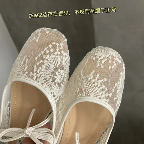 [Sẵn hàng] Giày Bệt Nữ, Giày Búp Bê Lưới, Ren, Mềm Mại, Thoáng Khí, Mẫu Mới 2025