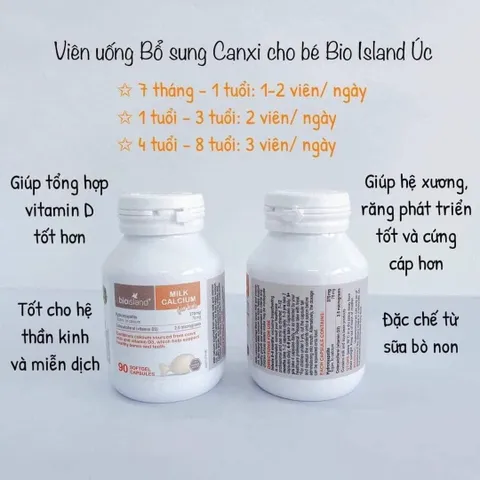 Bổ sung canxi cho bé Bio Island Milk Calcium (90 viên) hàng mới