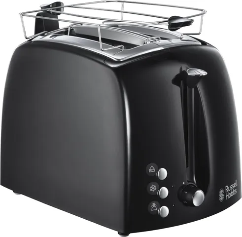 Máy Nướng Bánh Mỳ Russell Hobbs 850W Màu Đen - Điều Chỉnh 6 Mức Nướng, Kẹp Bánh Chất Lượng, Tự Động Định Tâm Bánh Mỳ