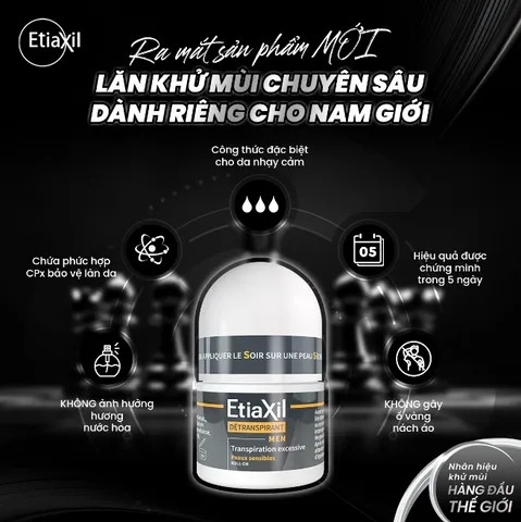 Lăn Khử Mùi Chuyên Sâu Etiaxil Cho Nam - Detranspirant Men Peaux 15ml Ngăn Mồ Hôi Hiệu Quả 5 Ngày
