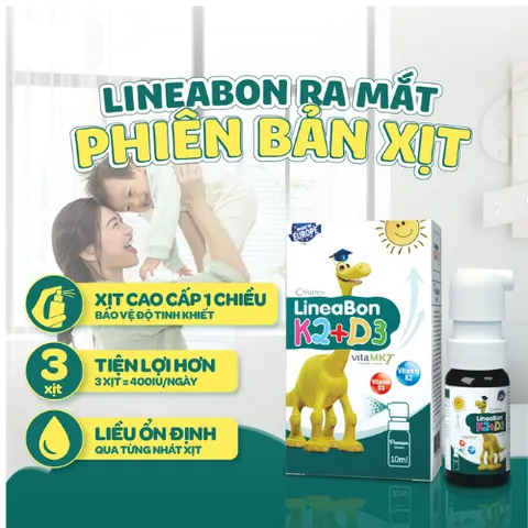 Xịt LineaBon K2+D3 Tăng Chiều Cao Cho Trẻ - Bổ Sung Vitamin D3, K2 Hỗ Trợ Hấp Thu Canxi - Hộp 10ml