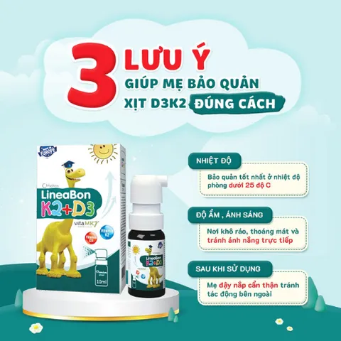 Xịt LineaBon K2+D3 Tăng Chiều Cao Cho Trẻ - Bổ Sung Vitamin D3, K2 Hỗ Trợ Hấp Thu Canxi - Hộp 10ml