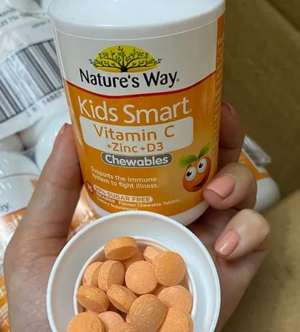 Viên Nhai Vitamin C Zinc D3 Nature’s Way Kids Smart 75 Viên - Tăng Cường Đề Kháng Cho Bé Từ 2 Tuổi, Giúp Phát Triển Khỏe Mạnh