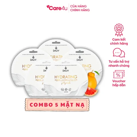 Combo 5 Mặt Nạ Daliv Vitamin E Dưỡng Ẩm Sâu, Tăng Đàn Hồi Da, Chứa Niacinamide và Nước Khoáng Jeju 30g
