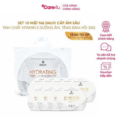 Combo 10 Mặt Nạ Dưỡng Ẩm Daliv Vitamin E - Chống Oxy Hóa, Tăng Đàn Hồi Da Mặt 30g, Phù Hợp Với Mọi Loại Da