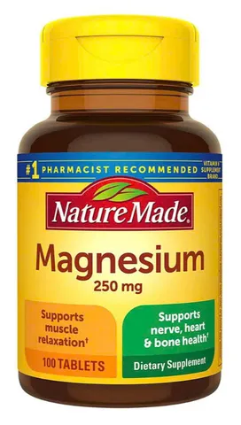 Viên uống bổ sung Magie Nature Made Magnesium 250mg - 100 Viên, Hỗ Trợ Cơ Bắp, Tim Mạch, Sức Khỏe Xương, Hàng Nhập Mỹ