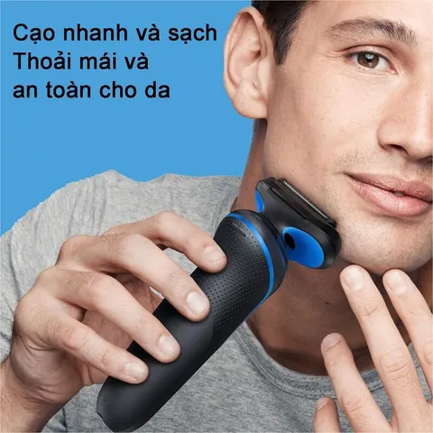 Máy Cạo Râu Nam Braun Series 5 5118s Chính Hãng - 3 Lưỡi Dao, Chống Nước, Pin Li-Ion, Thiết Kế Đức, Cạo Sạch Nhanh Chóng