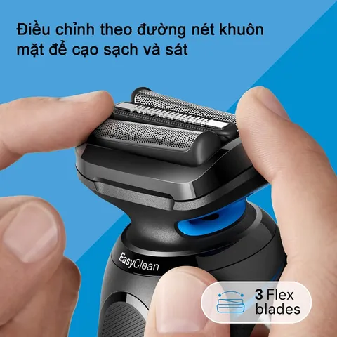 Máy Cạo Râu Nam Braun Series 5 5118s Chính Hãng - 3 Lưỡi Dao, Chống Nước, Pin Li-Ion, Thiết Kế Đức, Cạo Sạch Nhanh Chóng