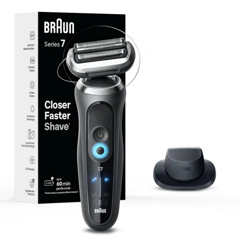 Máy cạo râu điện Braun Series 7 7120s - 3 lưỡi cắt, chống nước, điều chỉnh AutoSense cho cạo sắt và nhạy cảm - Sản phẩm Đức chính hãng