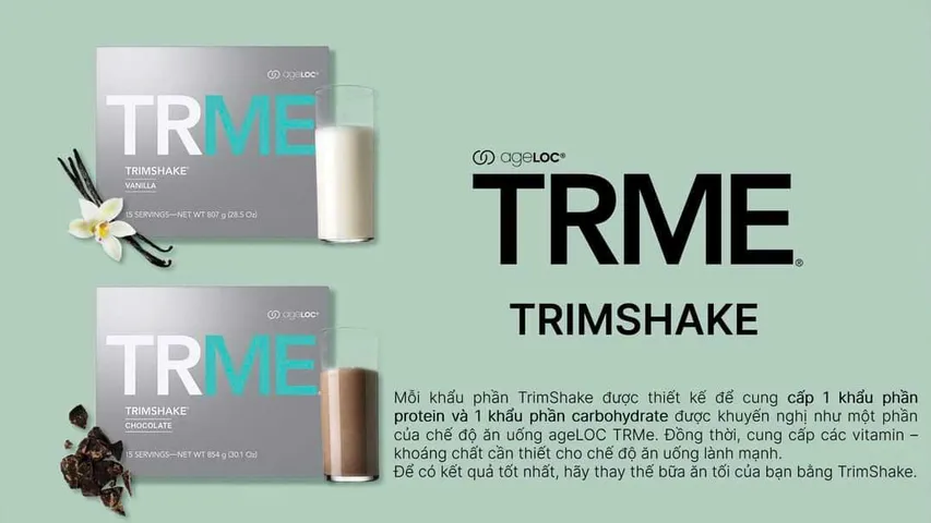 Bộ 2 hộp Thực phẩm bổ sung Nuskin ageLOC TRME TRIMSHAKE socola và vani - Giải pháp kiểm soát cân nặng, cung cấp năng lượng và dinh dưỡng cho da