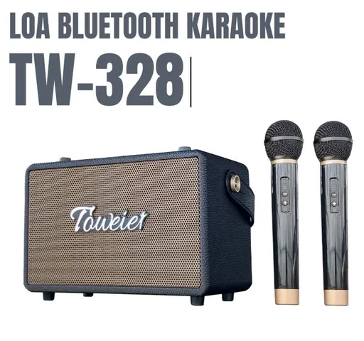 Loa Bluetooth Karaoke Towieer TW-328 - Âm Thanh Hi-Fi 20W, 2 Micro Không Dây, Kết Nối Bluetooth, Tiện Lợi Cho Tiệc Tùng & Du Lịch
