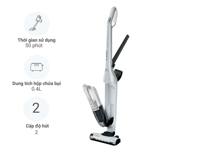 Máy Hút Bụi Không Dây Bosch BCH3P2301 - 2 Trong 1 Linh Hoạt, Đèn LED, Pin Lithium-ion, Dễ Dàng Vệ Sinh Mọi Bề Mặt