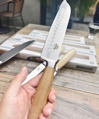 Bộ 4 Dao Cán Gỗ Kingsta Chính Hãng - Dao Chef, Dao Thái Santoku, Gọt Trái Cây - Bộ Dụng Cụ Gia Dụng Cao Cấp cho Nhà Bếp