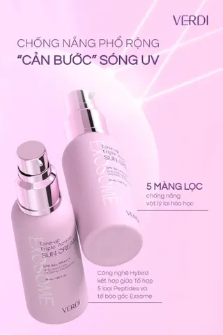 Kem chống nắng Verdi Exosome Tone Up Triple Action 50ml - Bảo vệ da chống UVA/UVB, Làm sáng và Dưỡng ẩm da tự nhiên