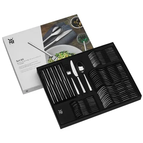Bộ đồ ăn 60 món WMF Palma - Thìa, Dĩa, Dao Cao Cấp cho Tiệc Nhà Hàng và Gia Đình - Sang Trọng, Hiện Đại, Dùng Máy Rửa Bát