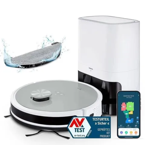 Robot Hút Bụi Medion X21 SW+ Trắng - Tự Động, Hút Bụi & Lau Nhà, Công Nghệ Thông Minh, Phát Hiện Thảm Tăng Cường