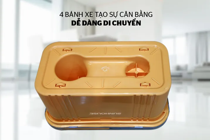Bộ Lau Nhà Xoay 360 Độ SUNHOUSE KS-CL350PO - Thao Tác Đơn Giản, Thiết Kế Tiện Dụng, Bảo Hành 6 Tháng, Linen Microfiber Thấm Nước Tốt