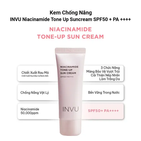 Kem Chống Nắng Nâng Tone INVU Niacinamide Tone-Up SPF50+ PA++++ 50ml - Bảo Vệ Da Tối Đa, Làm Rạng Rỡ Làn Da Mỗi Ngày