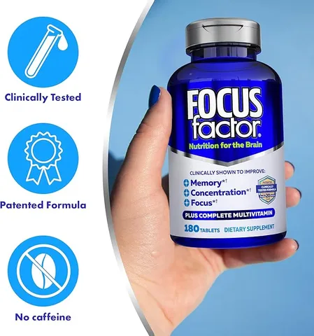 Viên uống bổ não Focus Factor 180 viên Mỹ - Tăng cường trí nhớ, giảm stress, cải thiện chức năng hệ thần kinh bằng vitamin và omega 3.