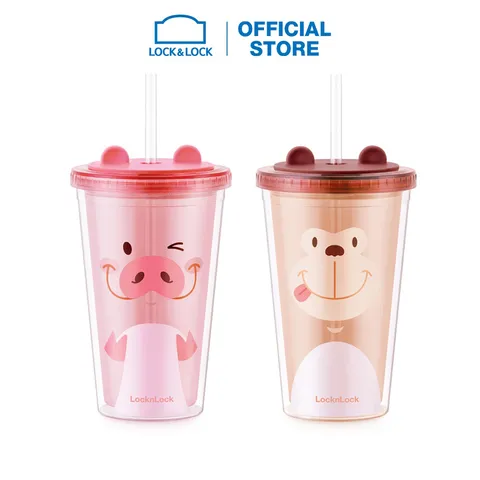 Ly nhựa 2 lớp Animal LocknLock Double Wall Cold Cup 520ml HAP511 - HAP512