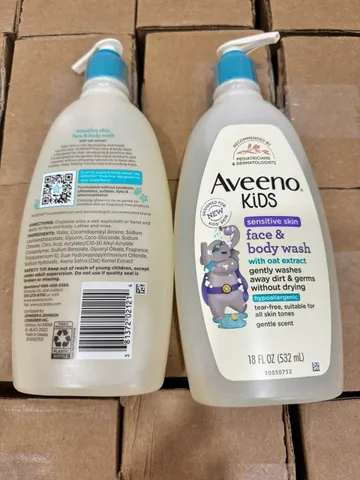 Sữa tắm và rửa mặt Aveeno Kids Face & Body Wash 532ml - Dành cho da nhạy cảm, hương thơm nhẹ, công thức không cay mắt