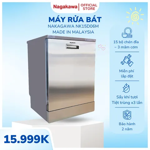 Miễn phí lắp đặt - Máy rửa bát 15 bộ Nagakawa NK15D06M - máy rửa chén