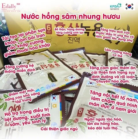 Nước Hồng Sâm Nhung Hươu Edally HWA PYUNG 50ml - Tăng Cường Sức Khỏe, Cải Thiện Trí Nhớ và Giấc Ngủ, Hỗ Trợ Sinh Lý Nam Nữ