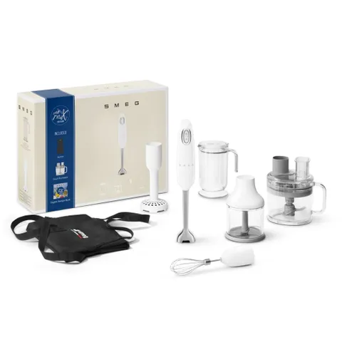 Máy Xay Cầm Tay SMEG HBF12WHEU Trắng - Thiết Kế Sang Trọng, Công Suất 700W, Dễ Dàng Sử Dụng và Vệ Sinh, Phụ Kiện Đầy Đủ