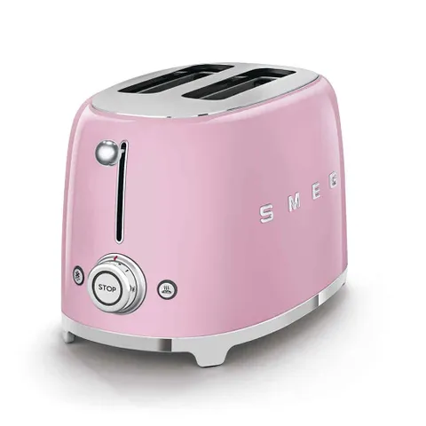 Máy Nướng Bánh Mì SMEG TSF01 - Đa Chức Năng, 2 Ngăn Lớn, Màu Hồng, Khay Inox Tháo Rời, 6 Cấp Độ Nướng, Gu Hương Bánh Tuyệt Vời
