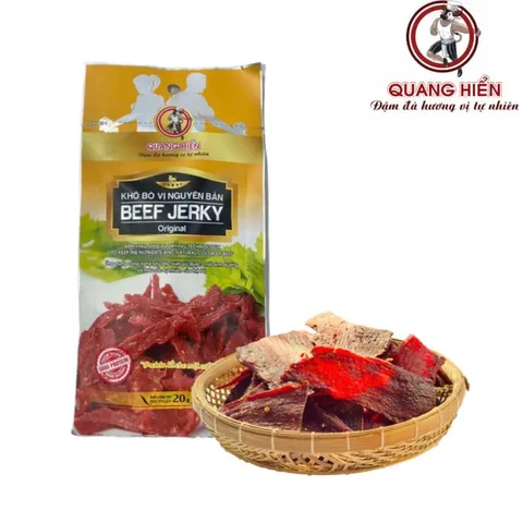 Khô Bò Nguyên Bản Quang Hiển 20g - Snack Thịt Bò Vị Nguyên Bản, Đậm Đà, Thơm Ngon, Dinh Dưỡng, Phù Hợp Với Mọi Đối Tượng