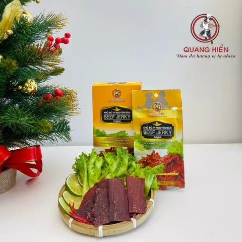 Khô Bò Nguyên Bản Quang Hiển - Hộp 100g (Mua 5 Tặng 1) - Beef Jerky Hương Vị Tự Nhiên, Ngon, Không Chất Bảo Quản