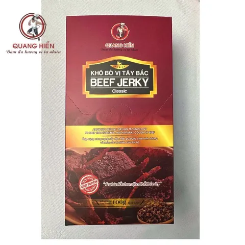Khô Bò Tây Bắc Quang Hiển 100g - Thịt Bò Khô Nguyên Chất Đậm Đà Hương Vị Tự Nhiên, Không Chất Bảo Quản, Snack Ăn Vặt Thơm Ngon