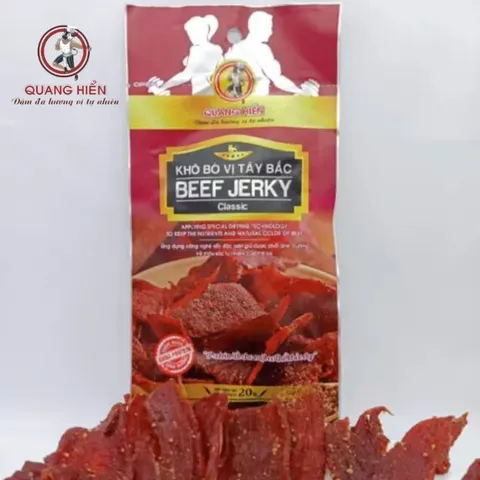 Khô Bò Tây Bắc Quang Hiển - Beef Jerky Đậm Đà Tự Nhiên Gói 20g - Snack Vừa Ngon Vừa Tiện Lợi, Quà Biếu Ý Nghĩa