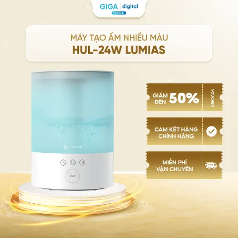 Máy Tạo Ẩm Phun Sương Lumias HUL-24W - Điều Khiển Cảm Ứng, Đèn Ngủ RGB, Công Suất 25W, Tạo Ẩm 200ml/h, Chống Cạn Nước