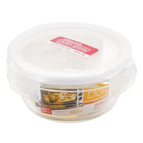 Hộp Thủy Tinh Lock&Lock Hình Tròn 400ml - Đựng Thực Phẩm Sang Trọng, Chịu Nhiệt 400°C, Kín Hơi 100%