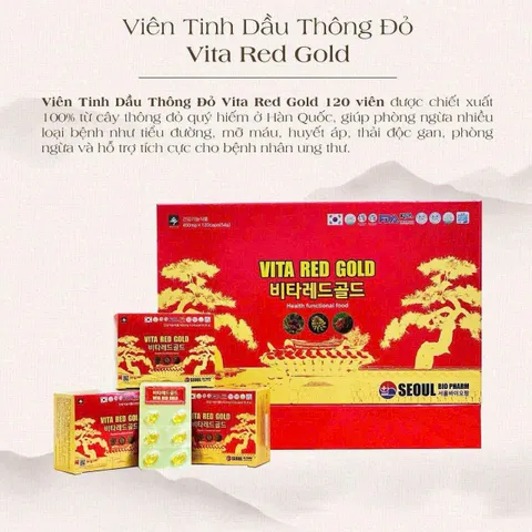 Tinh Dầu Thông Đỏ Vita Red Gold 120 Viên - Thực Phẩm Chức Năng Bảo Vệ Sức Khỏe Nhập Khẩu Hàn Quốc Chính Hãng