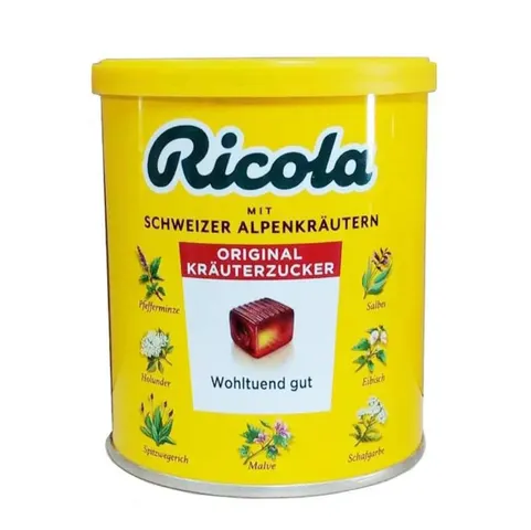Kẹo ngậm ho thảo mộc Ricola Đức 100 viên - Giảm ho, đau họng, hương bạc hà tự nhiên - Hộp 250gr chất lượng cao