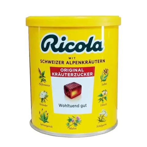 Kẹo ngậm ho thảo mộc Ricola Đức 100 viên - Giảm ho, đau họng, hương bạc hà tự nhiên - Hộp 250gr chất lượng cao