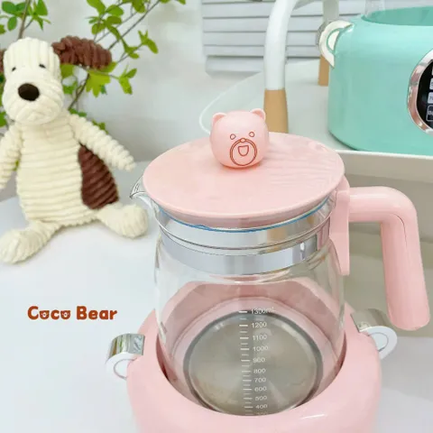 Bình Đun Nước Pha Sữa Coco Bear Cao Cấp Có LED, Điều Khiển từ xa